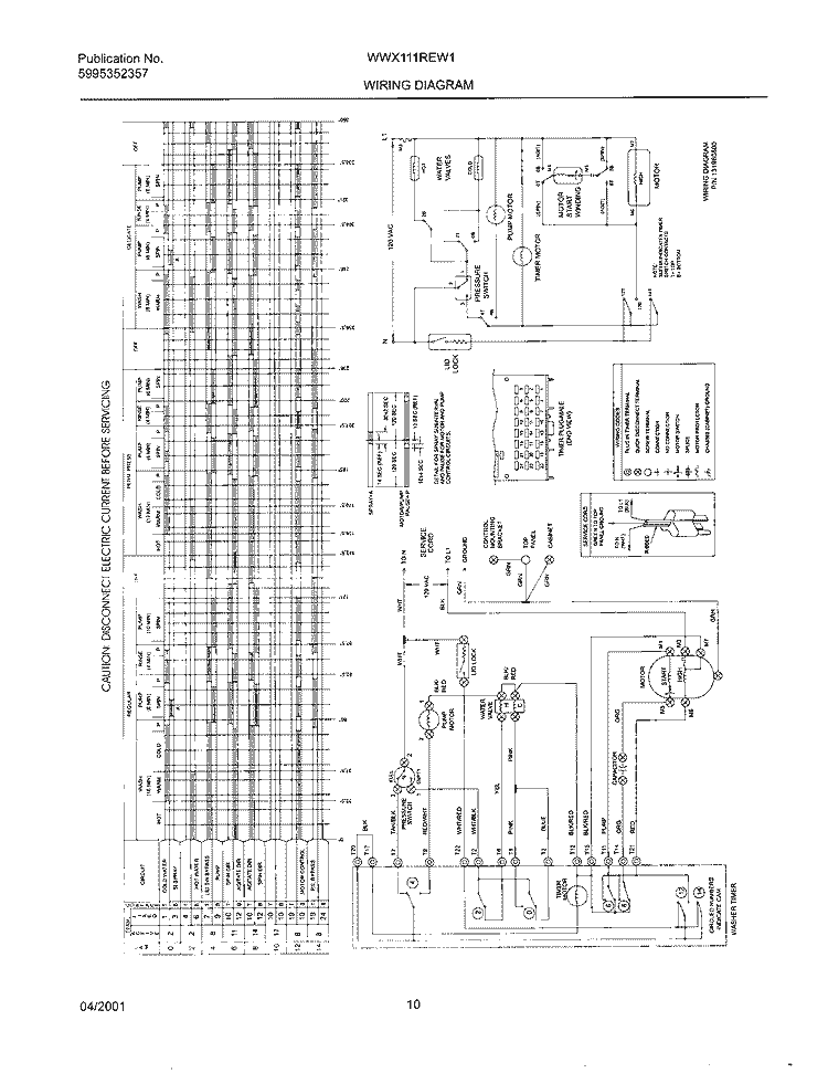131980800 WIRING DIAGRAM Diagram and Parts List for WWX111REW1  Westinghouse Washer
