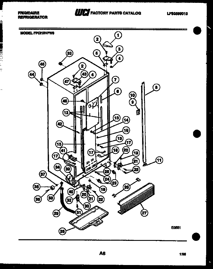 CABINET PARTS Diagram and Parts List for FPZ19VFA0  Frigidaire Refrigerator