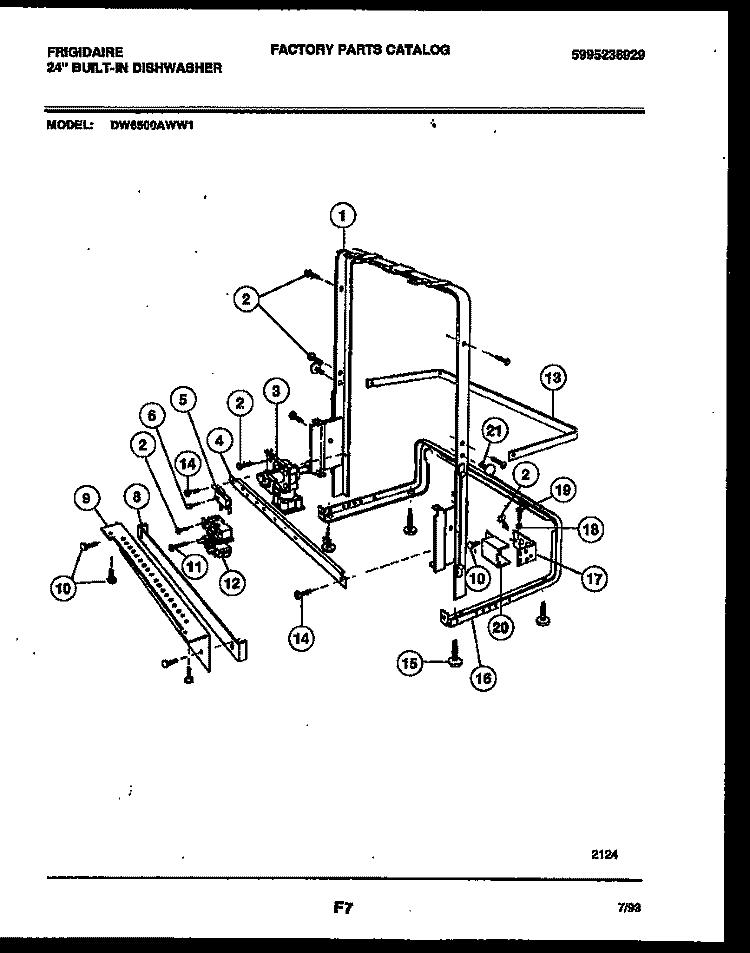 POWER DRY AND MOTOR PARTS Diagram and Parts List for DW6500AWW1  Frigidaire Dishwasher