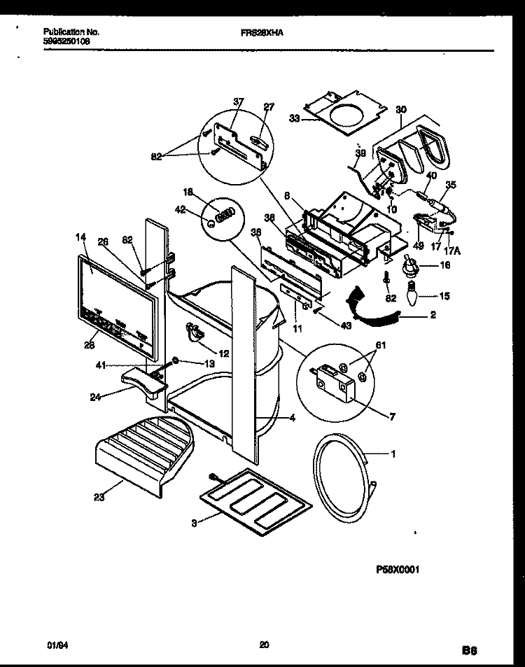 ICE DOOR, DISPENSER AND WATER TANKS Diagram and Parts List for FRS28XHAB1  Frigidaire Refrigerator