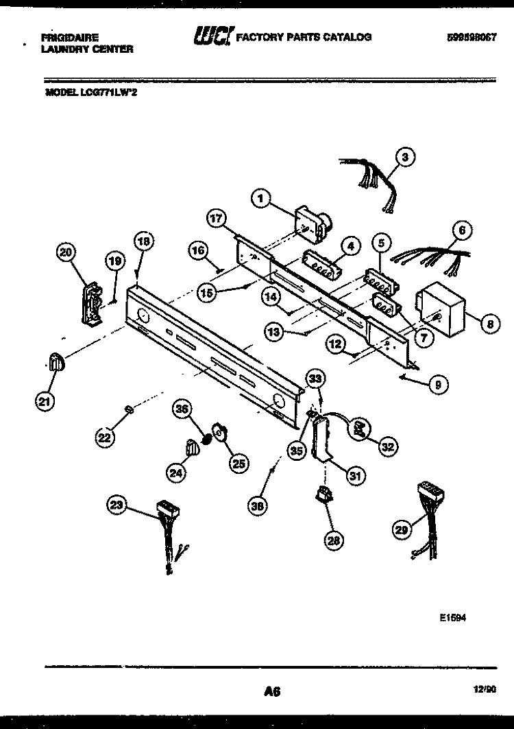 CONSOLE AND CONTROL PARTS Diagram and Parts List for LCG771LW2  Frigidaire Washer Dryer Combo