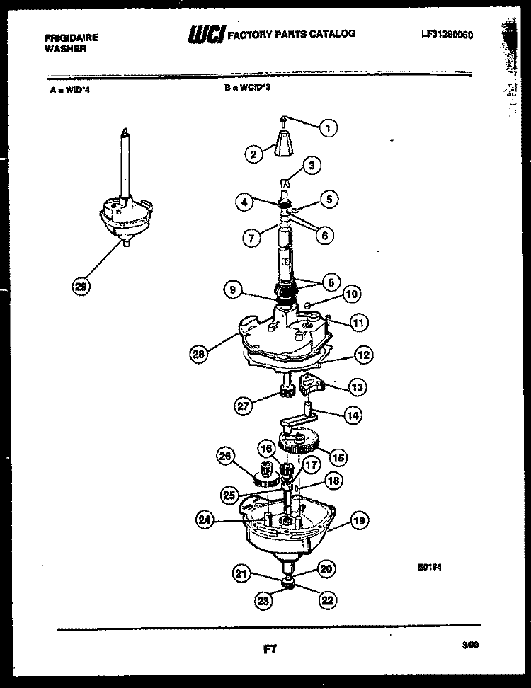 TRANSMISSION PARTS Diagram and Parts List for WCIDL3  Frigidaire Washer