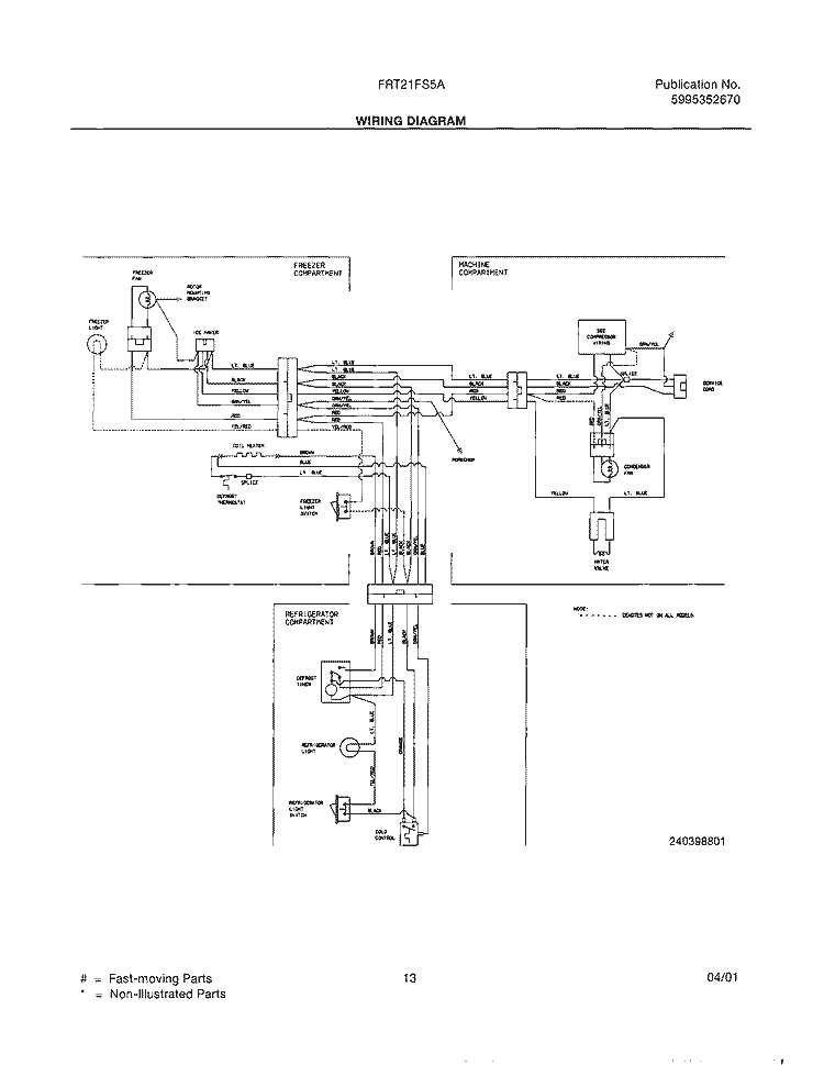 WIRING DIAGRAM Diagram and Parts List for FRT21FS5AW0  Frigidaire Refrigerator