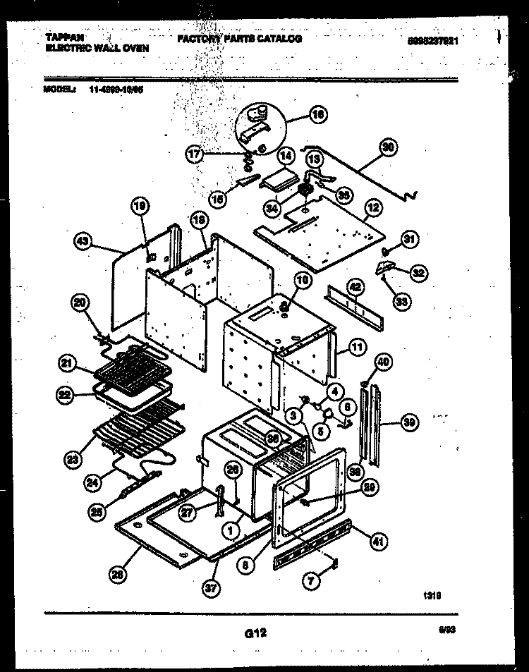 BODY PARTS Diagram and Parts List for 11-4969-00-05  Tappan Wall Oven