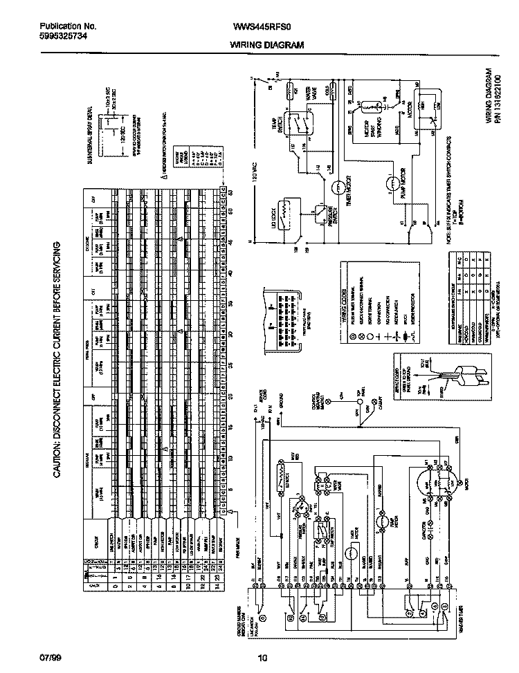 131822100 WIRING DIAGRAM Diagram and Parts List for WWS445RFS0  Frigidaire Washer