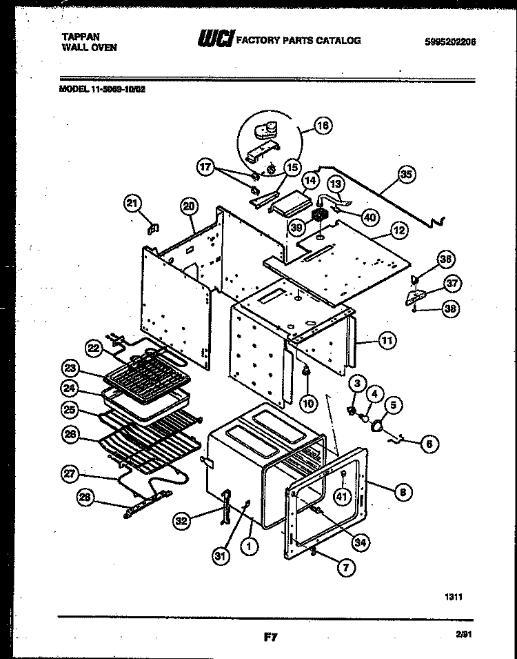 BODY PARTS Diagram and Parts List for 11-5969-00-02  Tappan Wall Oven