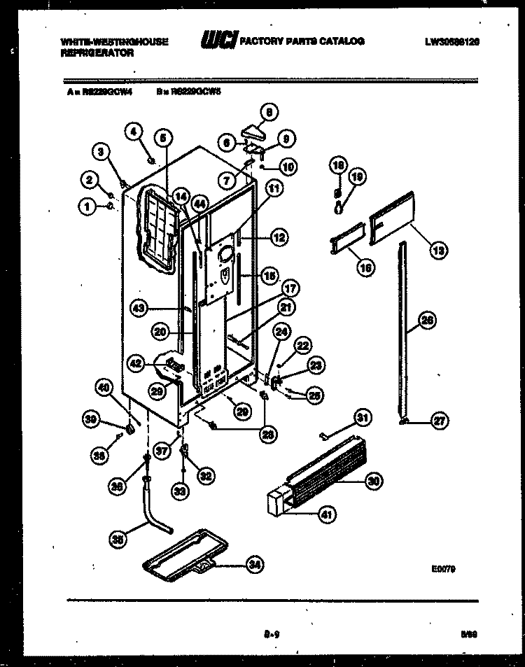 CABINET PARTS Diagram and Parts List for RS229GCH4  Frigidaire Refrigerator