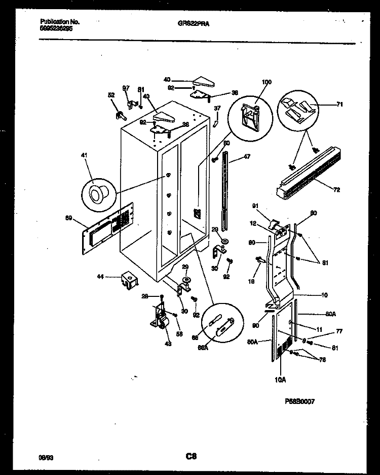 CABINET PARTS Diagram and Parts List for GRS22PRAD0  Gibson Refrigerator