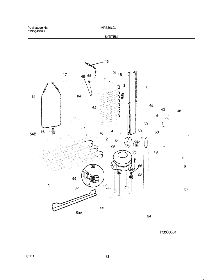 SYSTEM Diagram and Parts List for MRS26LGJQ3  Uni Refrigerator