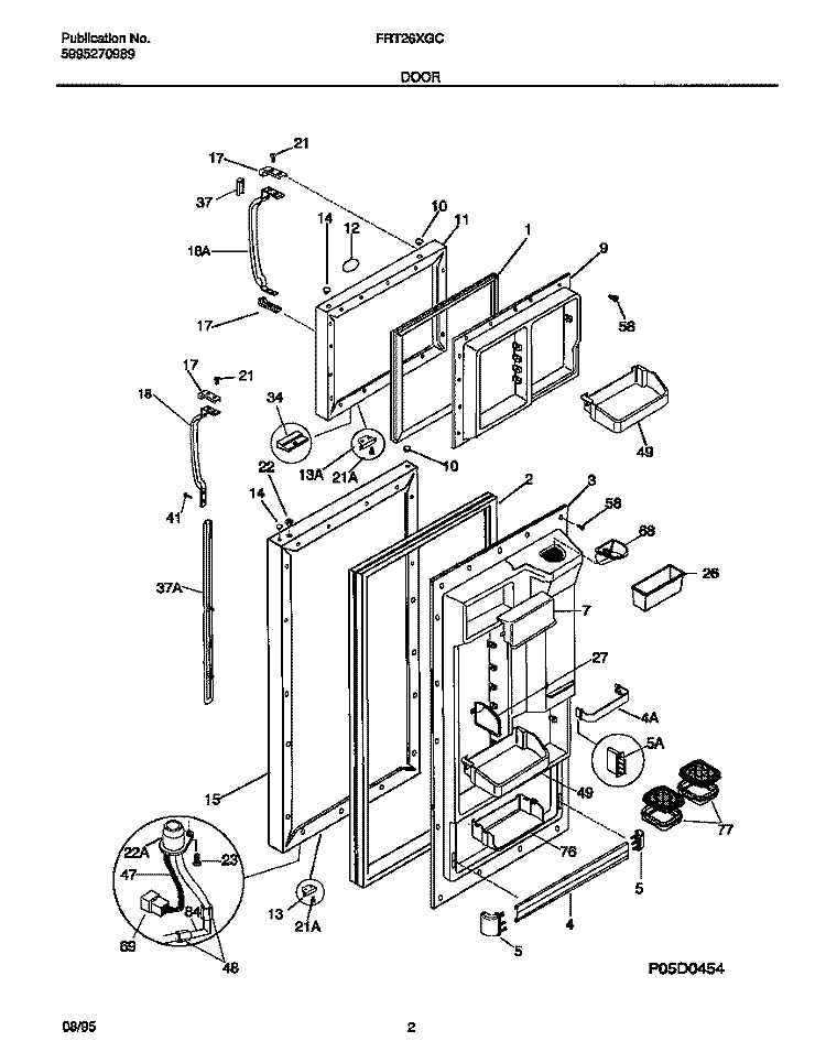 DOOR Diagram and Parts List for FRT26XGCB1  Frigidaire Refrigerator