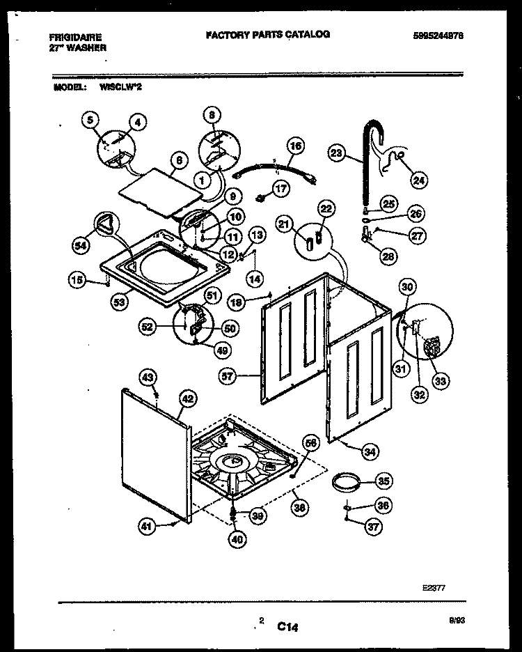 CABINET PARTS Diagram and Parts List for WISCLL2  Frigidaire Washer
