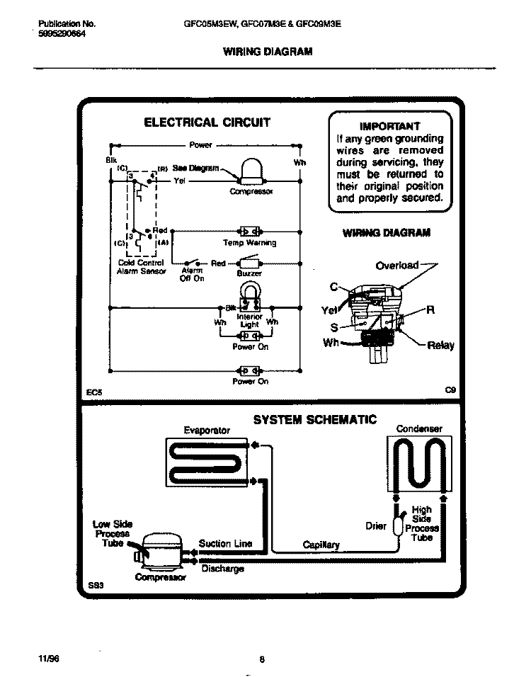 WIRING DIAGRAM Diagram and Parts List for GFC05M3EW1  Gibson Freezer