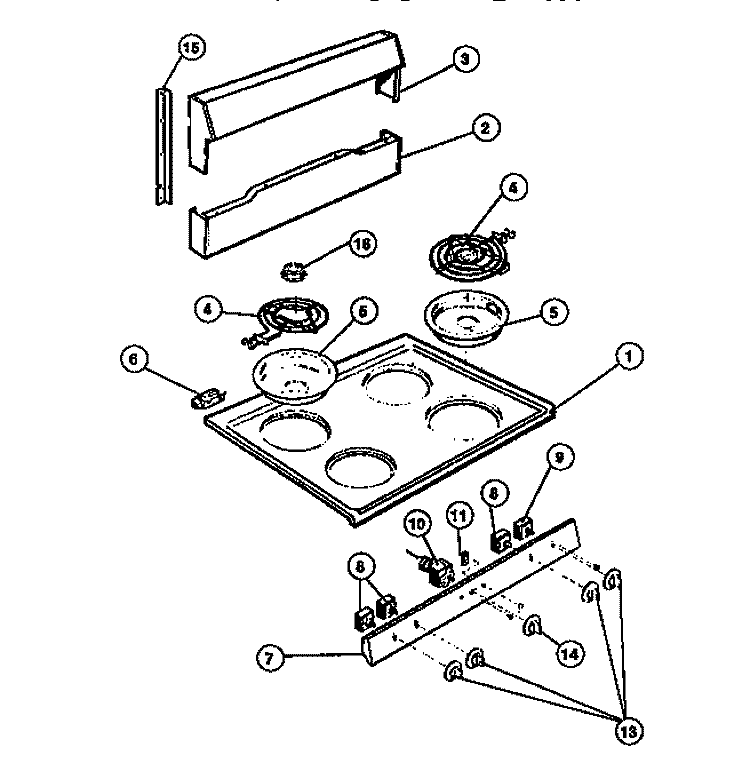 BACKGUARD Diagram and Parts List for KF201HDD5  Frigidaire Range