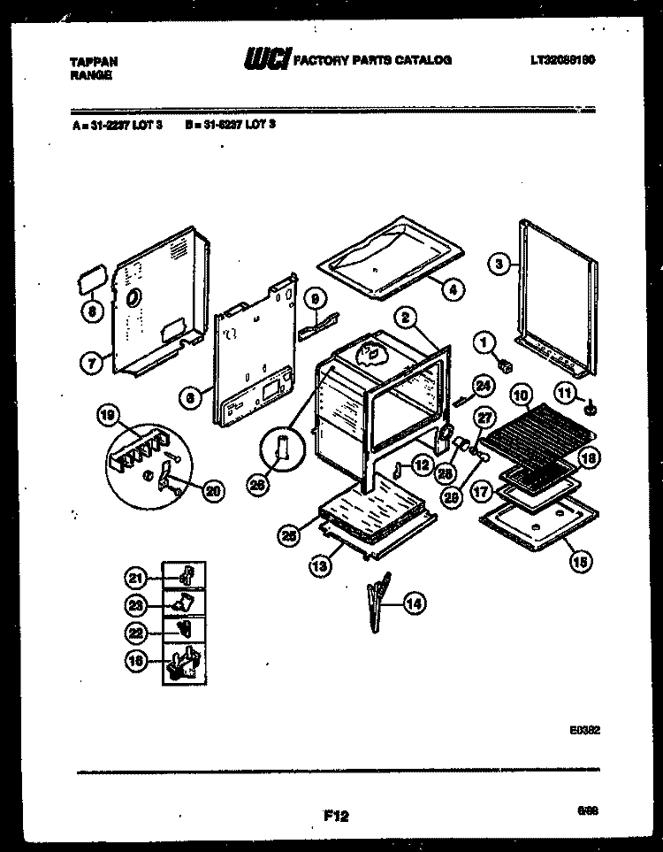 BODY PARTS Diagram and Parts List for 31-2237-00-03  Tappan Range