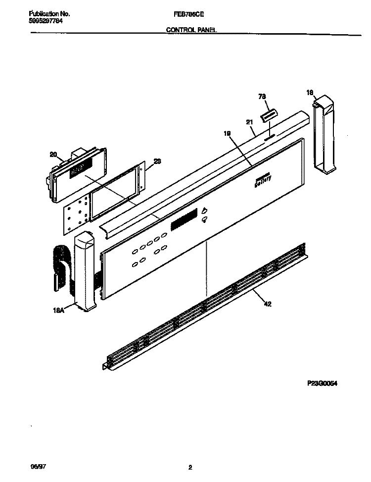 CONTROL PANEL Diagram and Parts List for FEB786CETC  Frigidaire Wall Oven