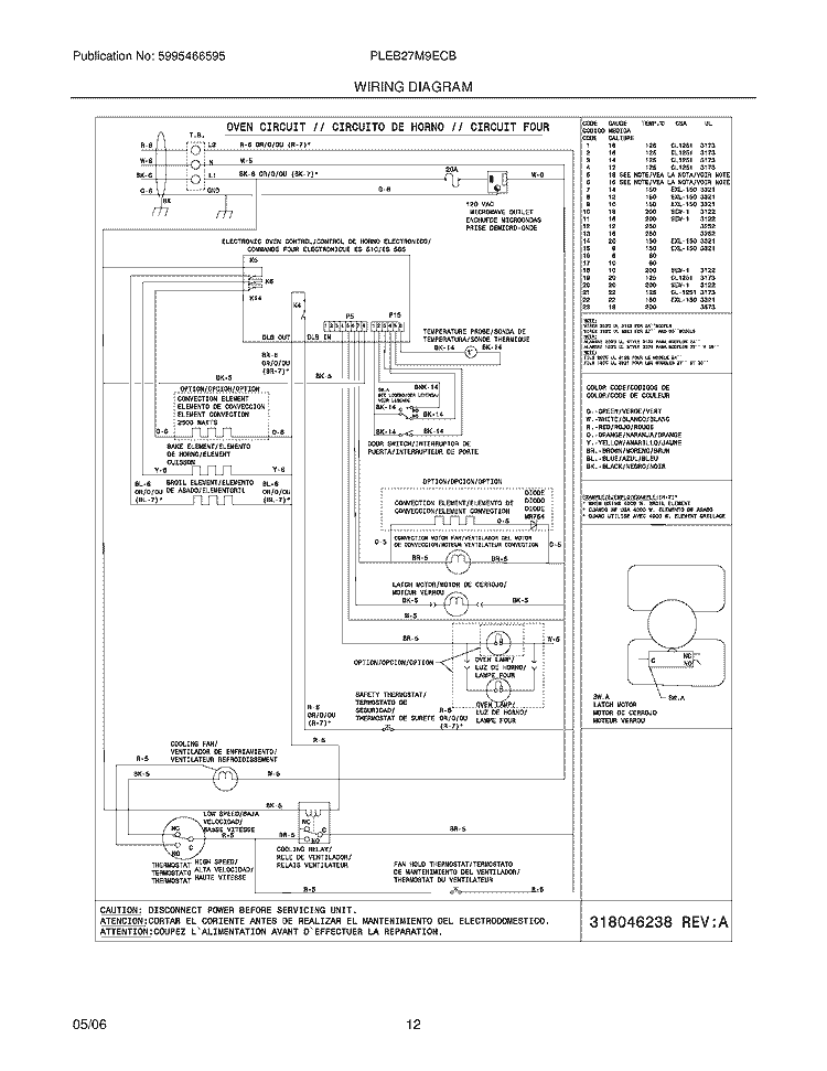 WIRING DIAGRAM Diagram and Parts List for PLEB27M9ECB  Frigidaire Microwave Oven Combo