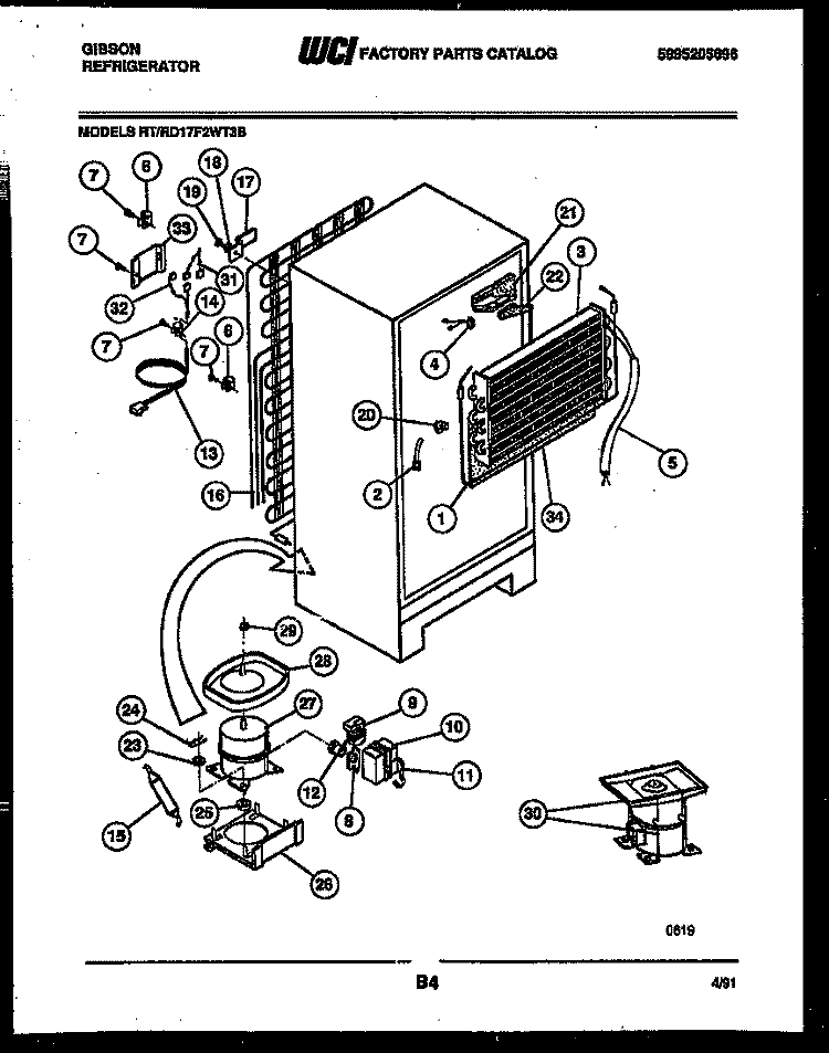 SYSTEM AND AUTOMATIC DEFROST PARTS Diagram and Parts List for RD17F2WT3B  Gibson Refrigerator
