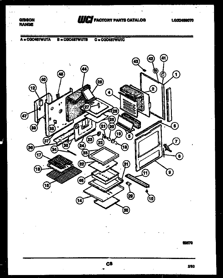 BODY PARTS Diagram and Parts List for CGC4S7WUTC  Gibson Range