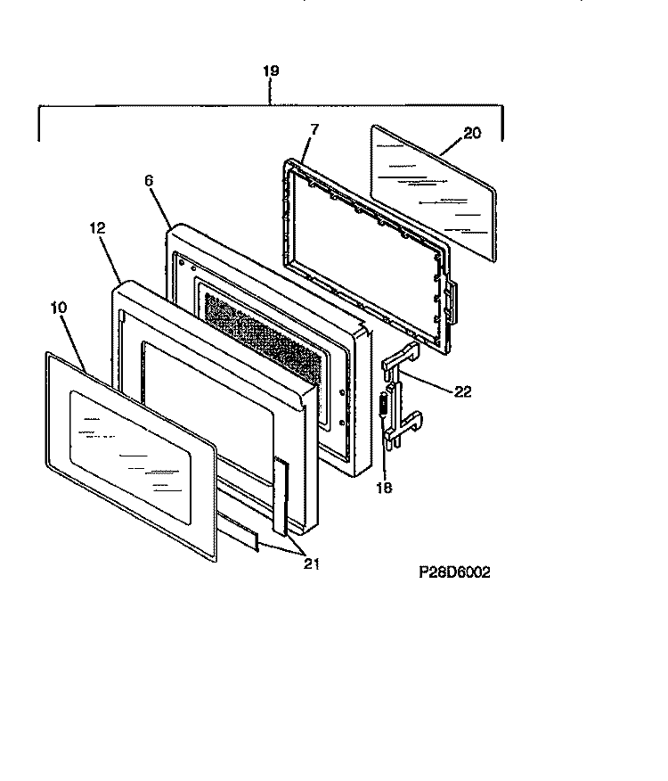 DOOR Diagram and Parts List for TMT104U1S0  Tappan Microwave