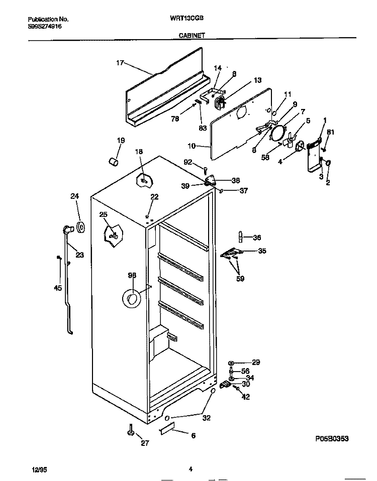 CABINET Diagram and Parts List for WRT13CGBD2  Frigidaire Refrigerator