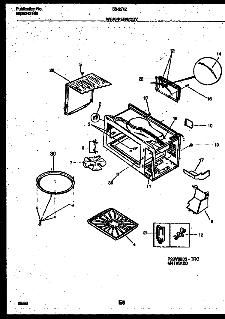 WRAPPER AND BODY PARTS Diagram and Parts List for 56-3272-10-02  Tappan Microwave