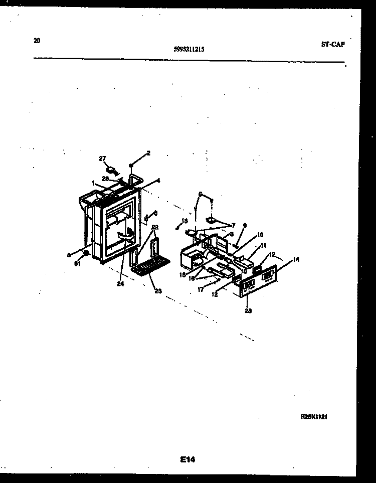 ICE DOOR, DISPENSER AND WATER TANK Diagram and Parts List for RS249NCD0  Frigidaire Refrigerator