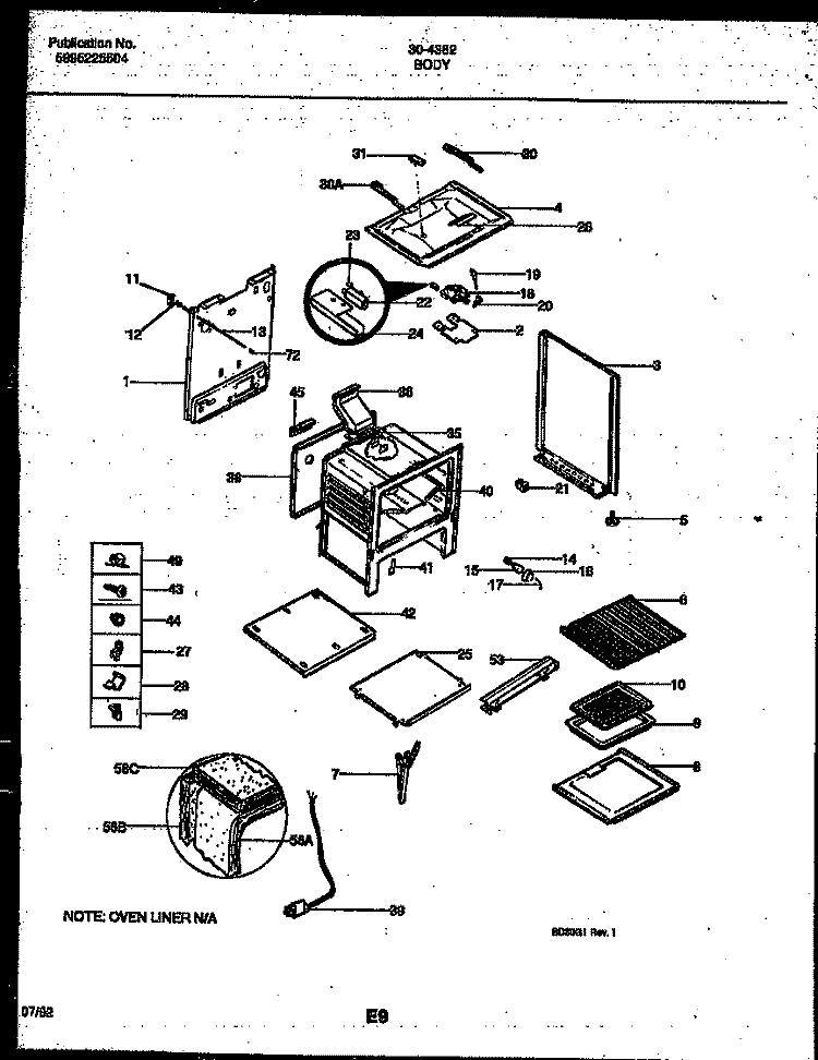 BODY PARTS Diagram and Parts List for 30-4382-23-01  Tappan Range