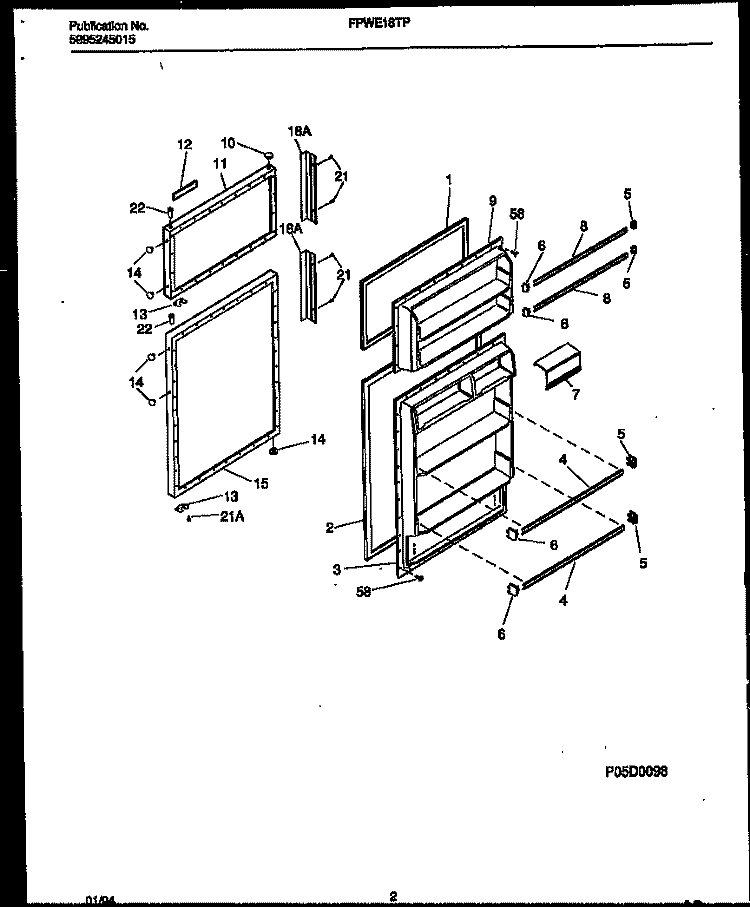 DOOR PARTS Diagram and Parts List for FPWE18TPL1  Frigidaire Refrigerator
