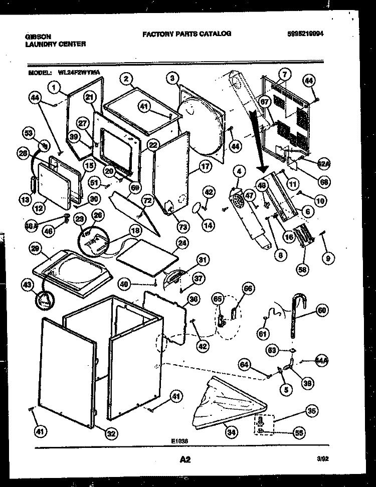 CABINET PARTS Diagram and Parts List for WL24F2WYMA  Gibson Washer