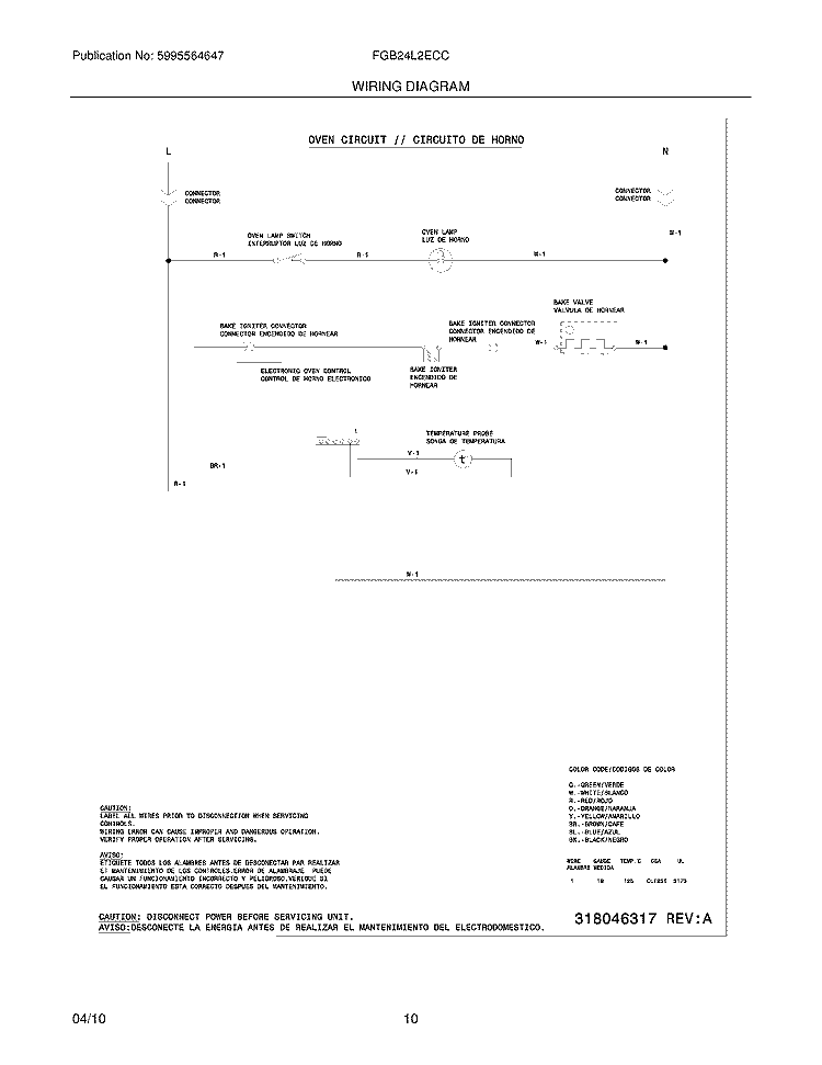 WIRING DIAGRAM Diagram and Parts List for FGB24L2ECC  Frigidaire Wall Oven