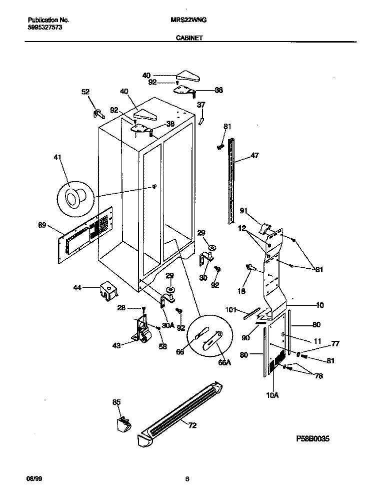 CABINET Diagram and Parts List for MRS22WNGD4  Frigidaire Refrigerator