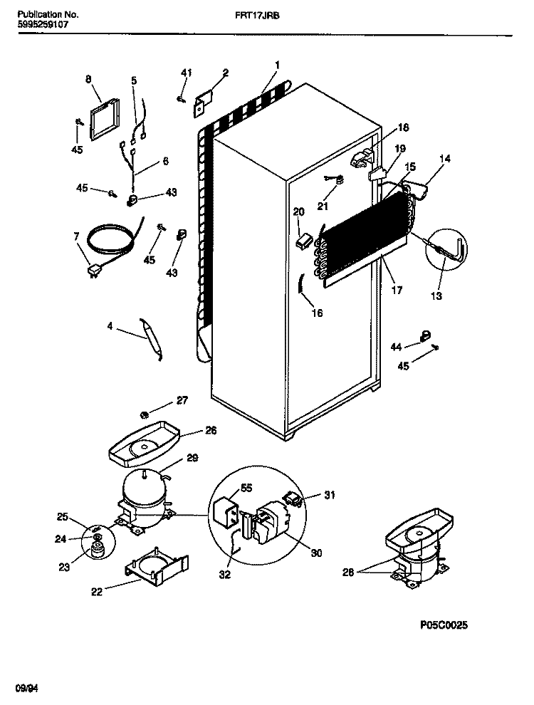 COOLING SYSTEM Diagram and Parts List for FRT17JRBD2  Frigidaire Refrigerator