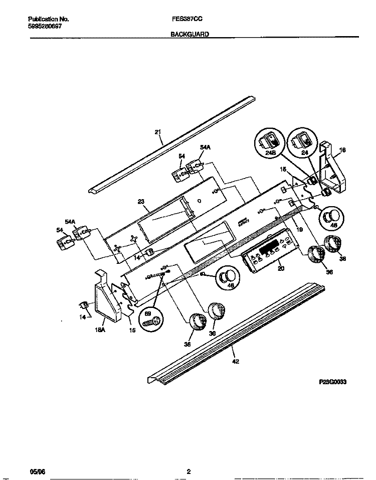 BACKGUARD Diagram and Parts List for FES387CCSD  Frigidaire Wall Oven