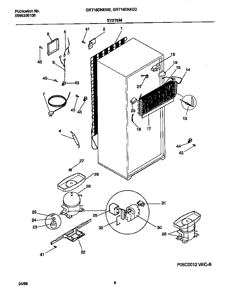 SYSTEM Diagram and Parts List for GRT18DNED2  Gibson Refrigerator