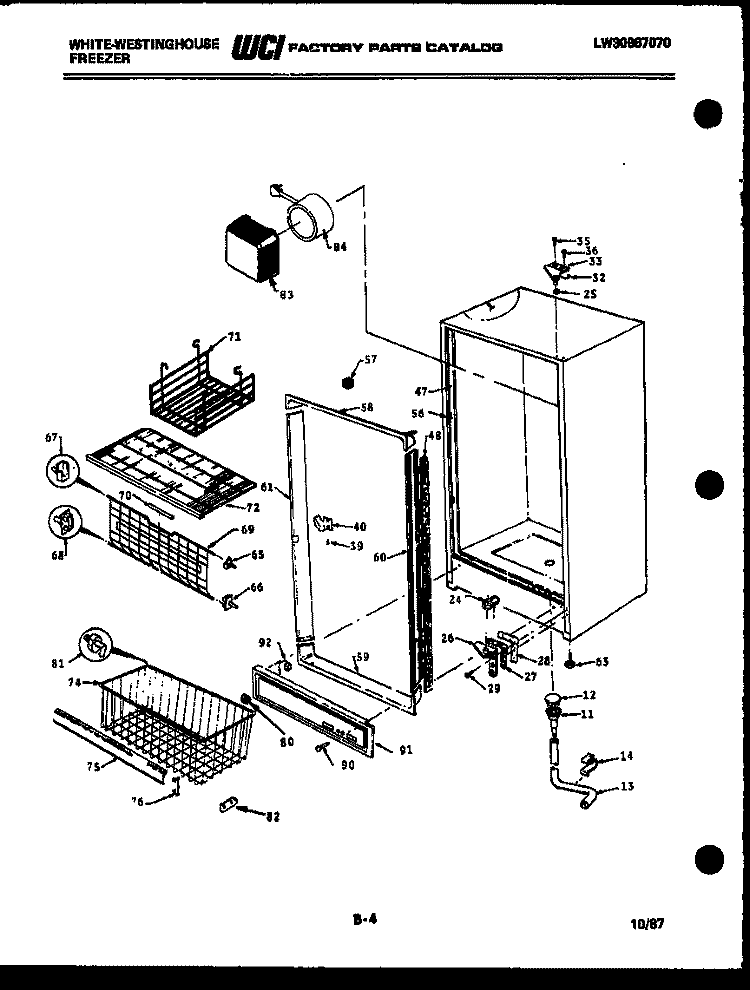 CABINET PARTS Diagram and Parts List for FU218JRD3  Frigidaire Freezer