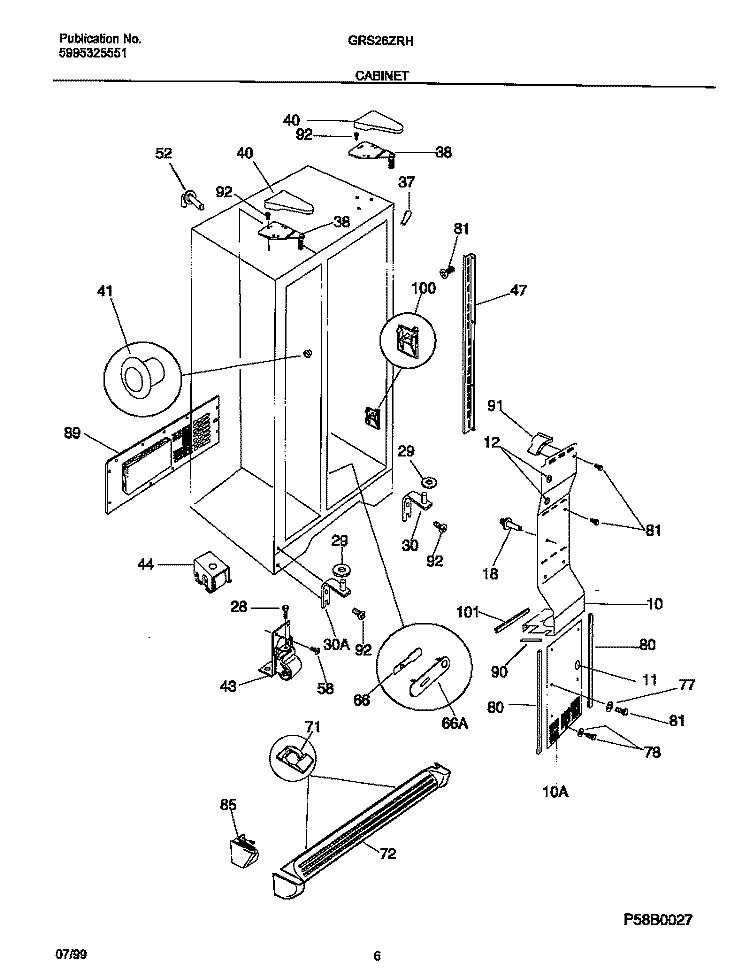 CABINET Diagram and Parts List for GRS26ZRHW1  Gibson Refrigerator