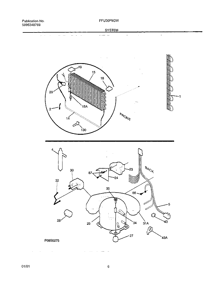 SYSTEM Diagram and Parts List for FFU20F9GW5  Frigidaire Freezer