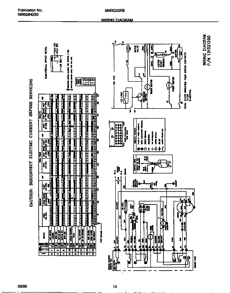 WIRING DIAGRAM Diagram and Parts List for MWX223RED0  Frigidaire Washer