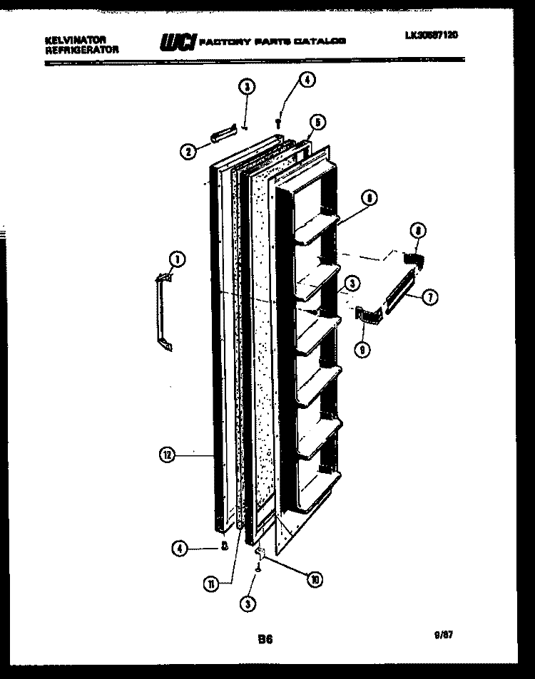 DOOR PARTS Diagram and Parts List for FSK190AN5T  Kelvinator Refrigerator