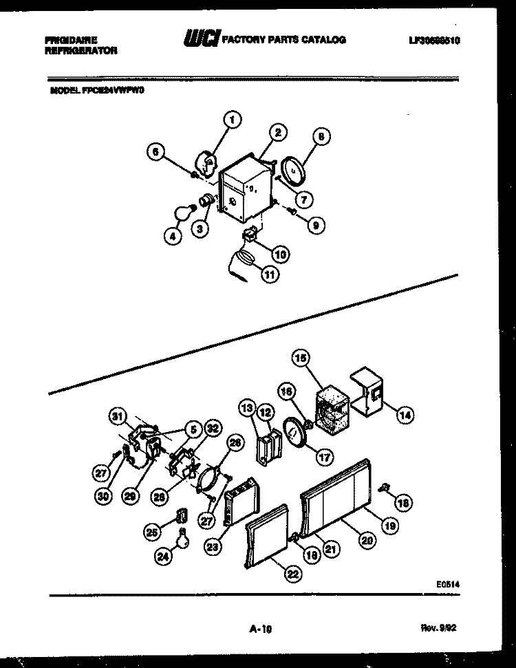 REFRIGERATOR CONTROL ASSEMBLY, DAMP Diagram and Parts List for FPCE24VWFA0  Frigidaire Refrigerator