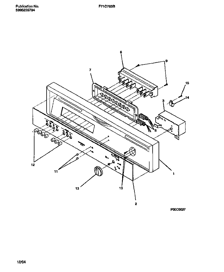 CONSOLE Diagram and Parts List for F71C765BB0  Frigidaire Dishwasher
