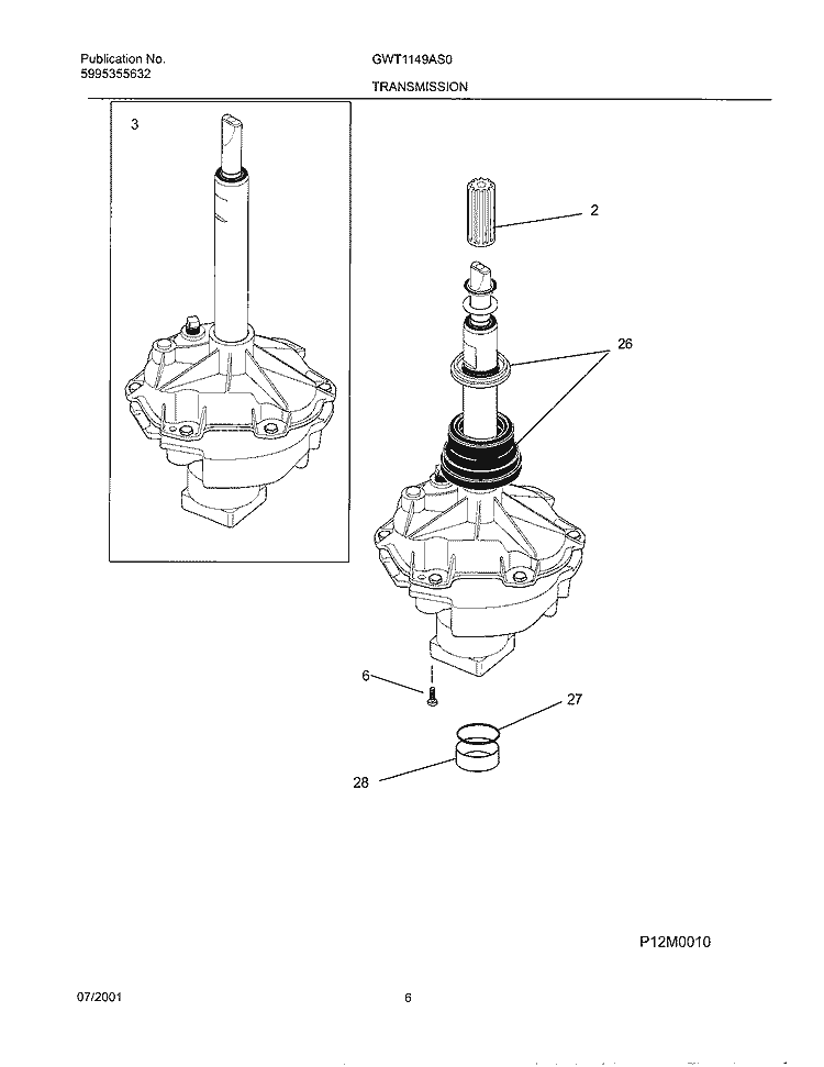 TRANSMISSION Diagram and Parts List for GWT1149AS0  Gibson Washer