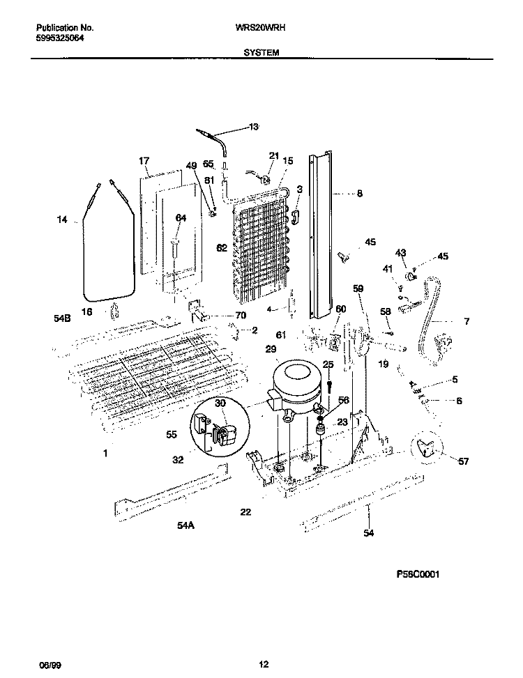 SYSTEM Diagram and Parts List for WRS20WRHD0  Frigidaire Refrigerator
