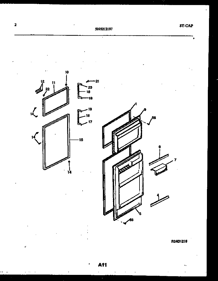 DOOR PARTS Diagram and Parts List for RT143NLWC  Frigidaire Refrigerator