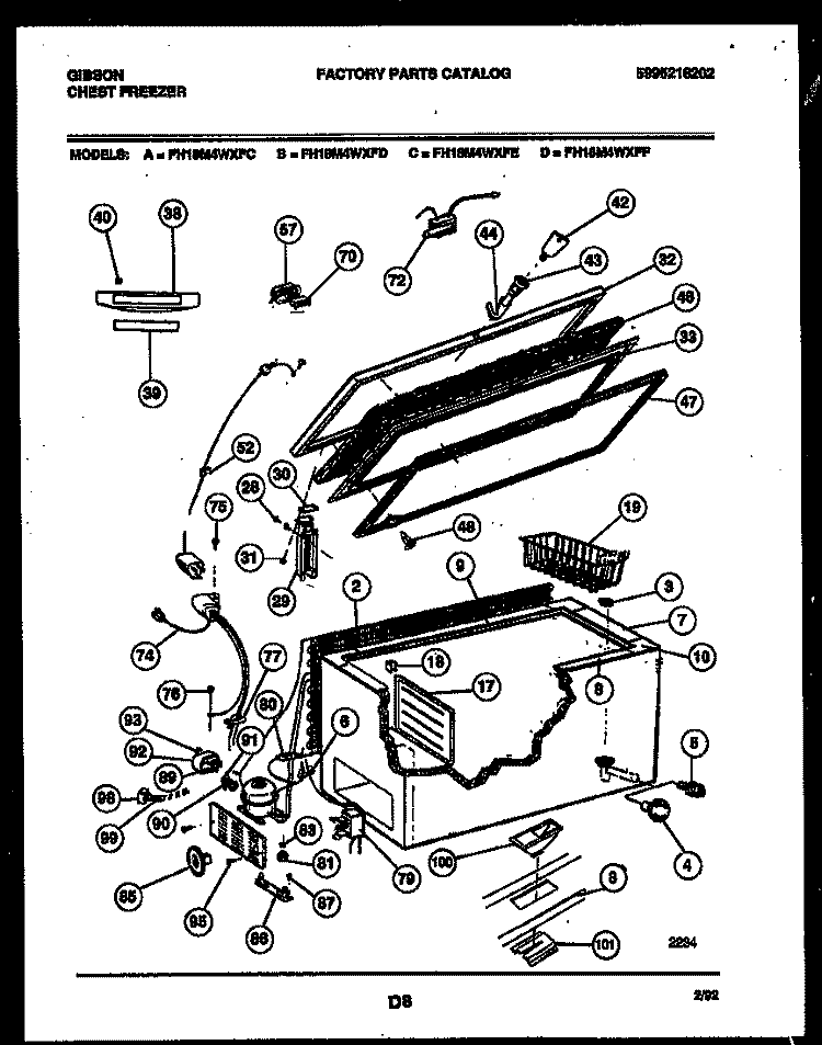 CHEST FREEZER PARTS Diagram and Parts List for FH18M4WXFD  Gibson Freezer
