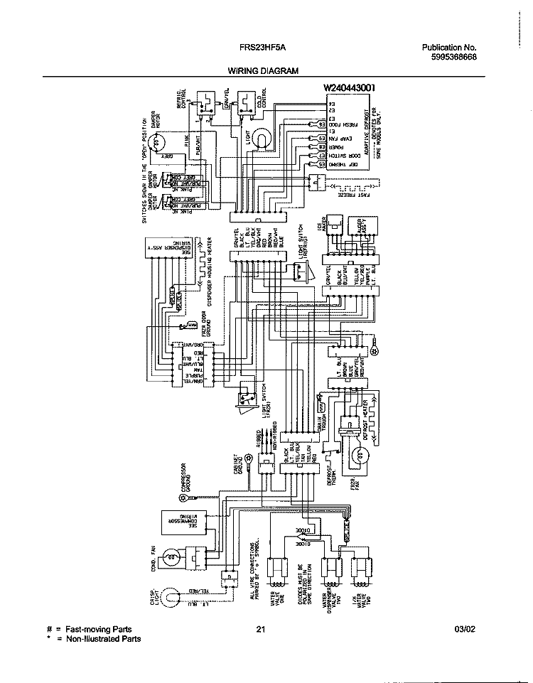 WIRING DIAGRAM Diagram and Parts List for FRS23HF5AQ3  Frigidaire Refrigerator