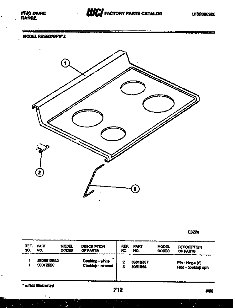 COOKTOP PARTS Diagram and Parts List for RSEG37BFL2  Frigidaire Range