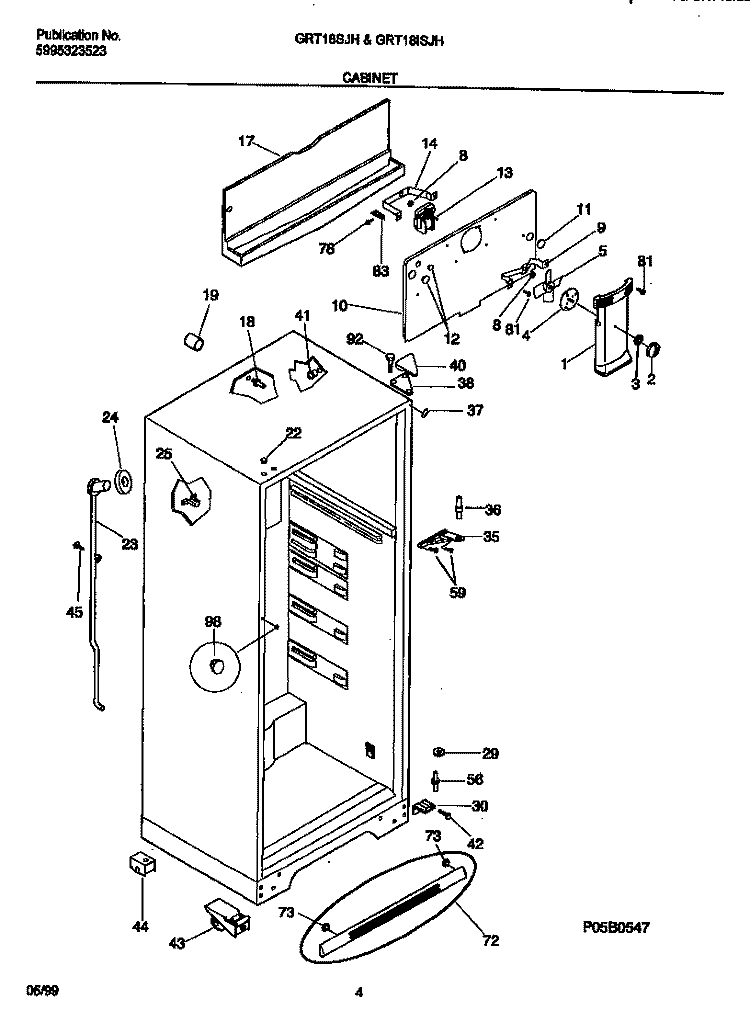 CABINET Diagram and Parts List for GRT18ISJHD0  Gibson Refrigerator