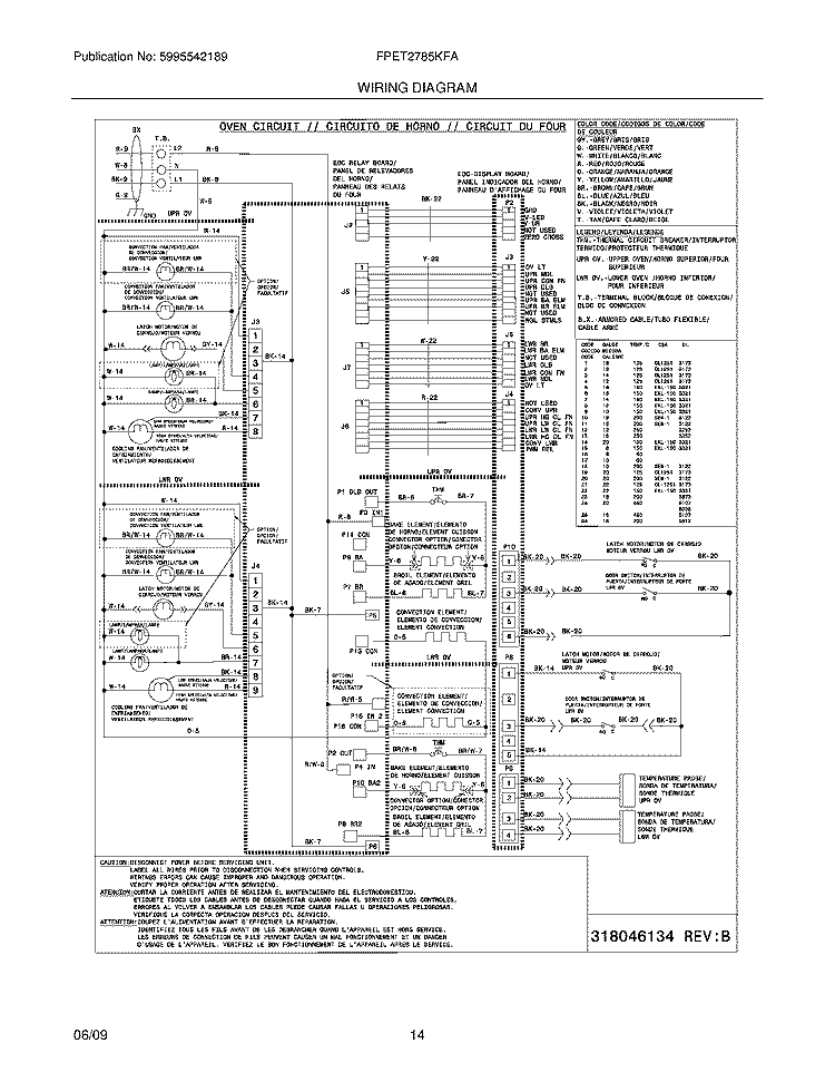 WIRING DIAGRAM Diagram and Parts List for FPET2785KFA  Frigidaire Wall Oven