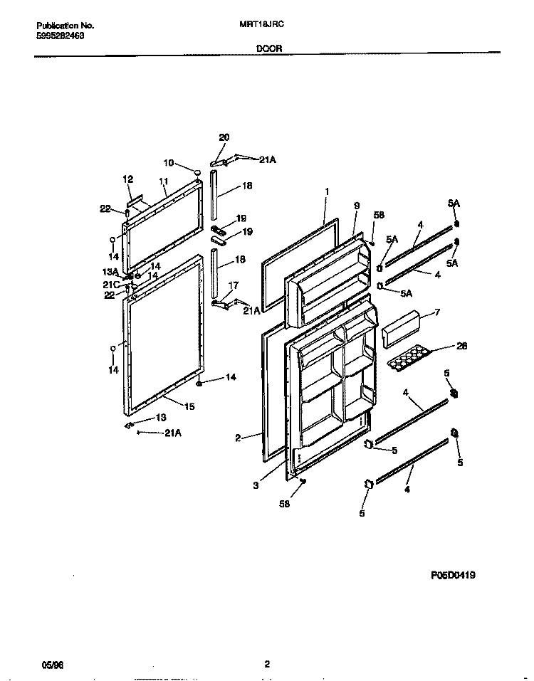 DOOR Diagram and Parts List for MRT18JRCD2  Frigidaire Refrigerator